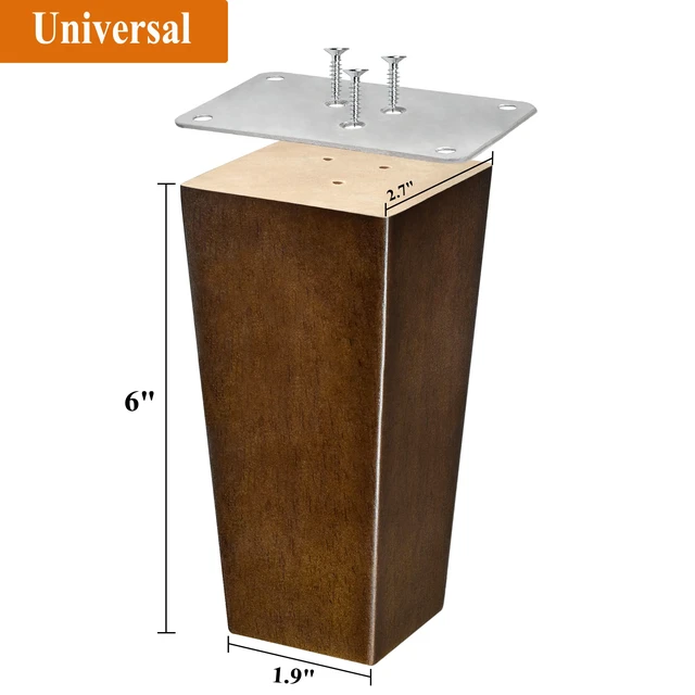 Alt view image 2 of 7 - Wood Furniture Legs 6 inch Sofa Legs Square Couch Legs Universally Applicable Replacement Legs for Ottoman, Dresser, Easy to Install, Normal Size for U.S.Made and Other Furniture