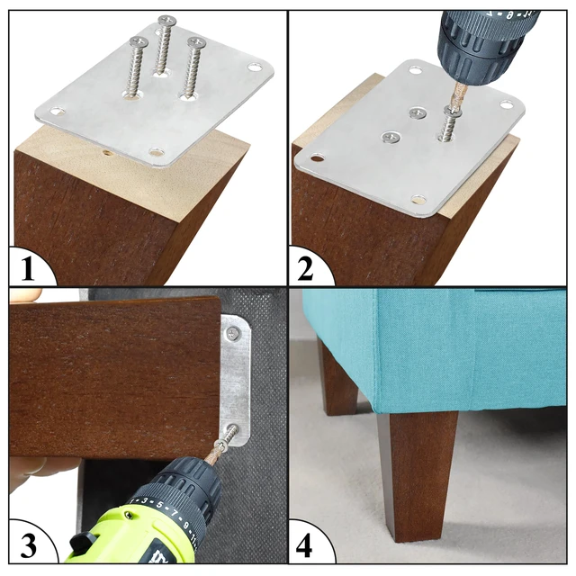 Alt view image 3 of 7 - Wood Furniture Legs 6 inch Sofa Legs Square Couch Legs Universally Applicable Replacement Legs for Ottoman, Dresser, Easy to Install, Normal Size for U.S.Made and Other Furniture