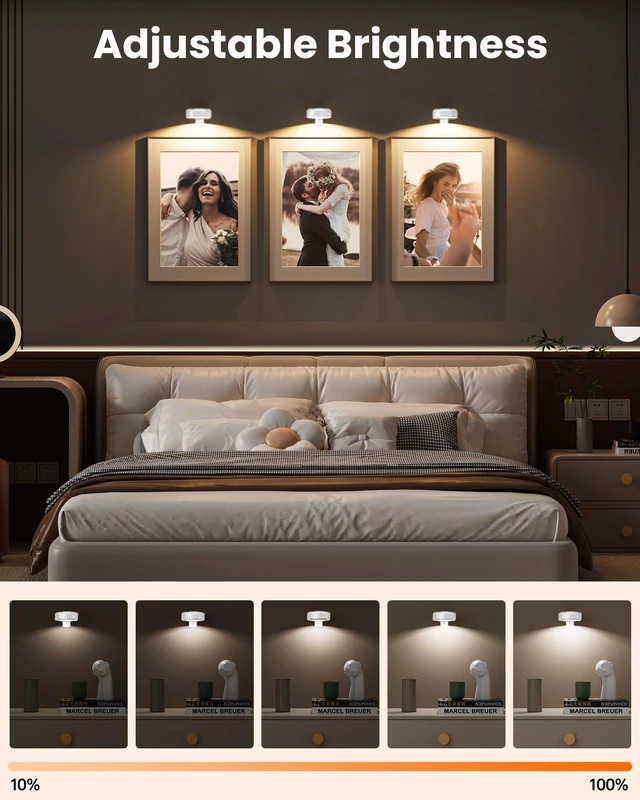 Alt view image 6 of 7 - Picture Lights for Wall,Wireless 2000mAh Rechargeable Magnetic LED Puck Lights with Remote,3 Color Temps and 12 RGB,Dimming & Timer,Art Frame Light for Painting Display,Photos,Wall Decor(3 Pack)