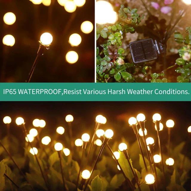 Alt view image 3 of 6 - Solar Lights Outdoor Waterproof, 2 Packs 16LED, Solar Garden, Patio, Garden Decor, Patio Decor, Firefly Outdoor, Unique Gifts for Women, Gifts for Grandma