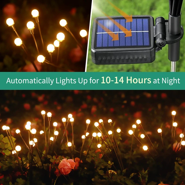 Alt view image 4 of 6 - Solar Lights Outdoor Waterproof, 2 Packs 16LED, Solar Garden, Patio, Garden Decor, Patio Decor, Firefly Outdoor, Unique Gifts for Women, Gifts for Grandma