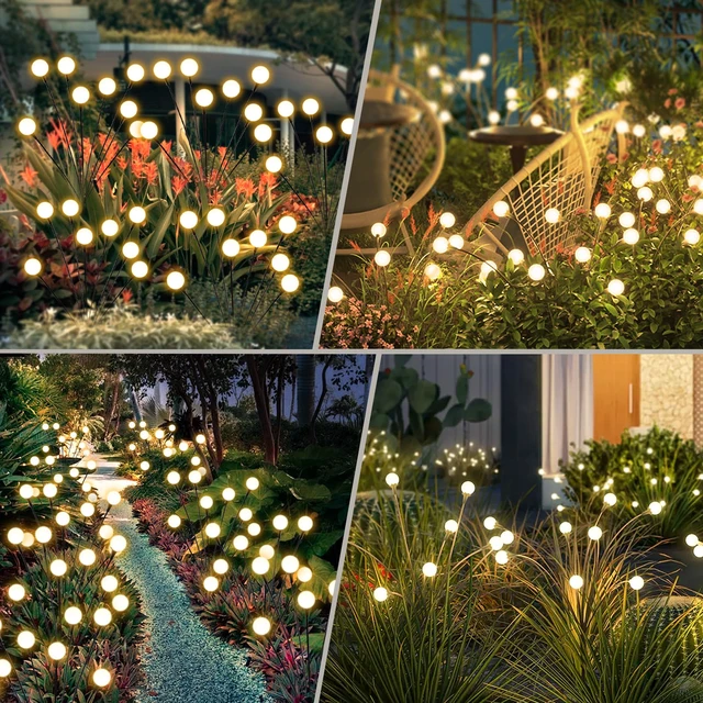 Alt view image 6 of 6 - Solar Lights Outdoor Waterproof, 2 Packs 16LED, Solar Garden, Patio, Garden Decor, Patio Decor, Firefly Outdoor, Unique Gifts for Women, Gifts for Grandma