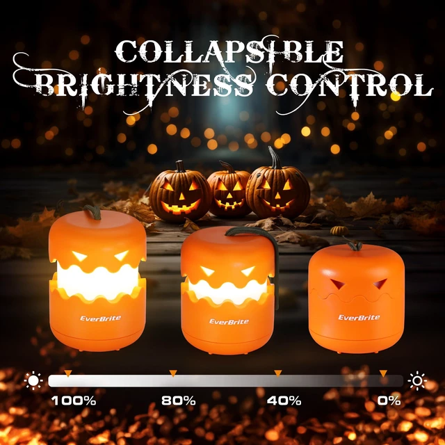 Alt view image 2 of 7 - 3-Pack Halloween Pumpkin Lantern, Collapsible Jack O Lantern | Pumpkins with Lanyard, Halloween Party Favors, Light up Pumpkin Outdoor for Halloween Party Decoration, Battery Included