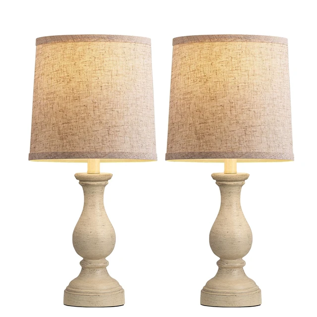 Alt view image 7 of 7 - Farmhouse Table Lamps Set of 2 - Rustic Lamp for Bedroom Living Room, 22" Boho Bedside Lamps for Night Stands End Table Office Desk Lamp Nightstand Clearance with Linen Shades(Antique Yellow)