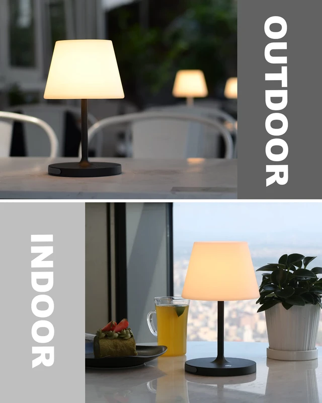 Alt view image 7 of 7 - Outdoor Battery Operated Table Lamp Waterproof, 4000mAh Cordless Table Lamp Rechargeable, Touch Dimmable Desk Lamp, LED Night Light for Patio Camping Restaurant Home, H9.6in, Dark Grey