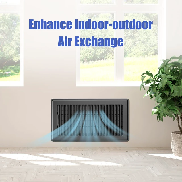 Alt view image 5 of 7 - Floor Register Fits 6x12 or 12x6 Duct Opening, 4 Pack Black Floor Vents Heavy Duty Walkable Floor Vent Covers, Adjustable Airflow HVAC Air Vents, Steel Rust-Proof Vent Covers for Home & Office