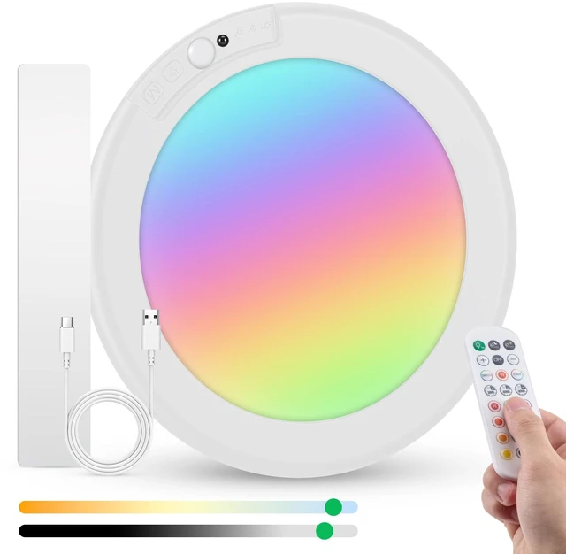 Main image of RGB Rechargeable Waterproof Shower Ceiling Light for Bathroom Inside 12 Color Changing Motion Sensor Wireless LED Mood Battery Operated Wall Lights with Remote for Bedroom Party