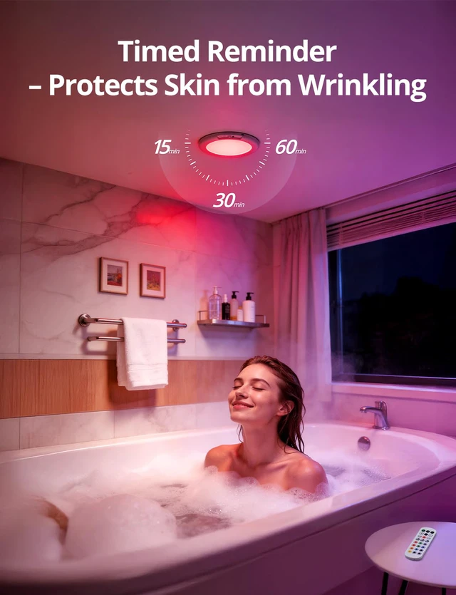 Alt view image 7 of 7 - RGB Rechargeable Waterproof Shower Ceiling Light for Bathroom Inside 12 Color Changing Motion Sensor Wireless LED Mood Battery Operated Wall Lights with Remote for Bedroom Party