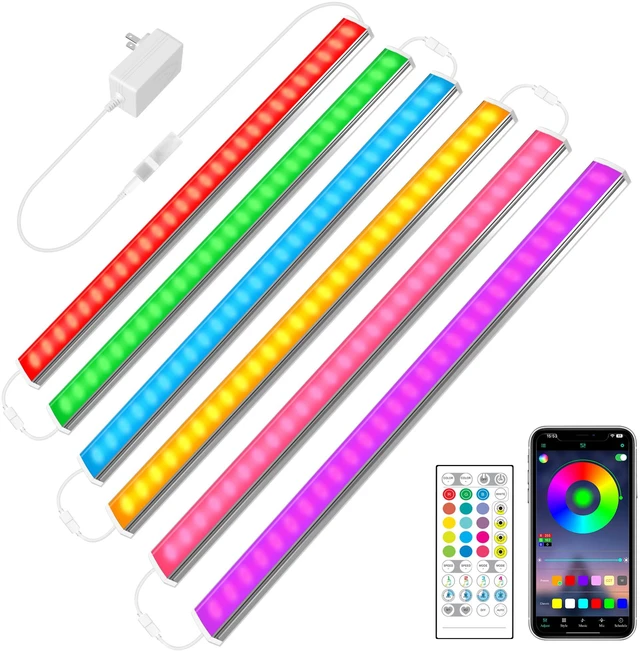 Main image of 6 PCS 12-inch Plug-in Under Cabinet Lights, Ultra-Thin Multicolor Dimmable Lighting for Kitchen Cabinets, Counters, Workbenches, Desks and Shelves