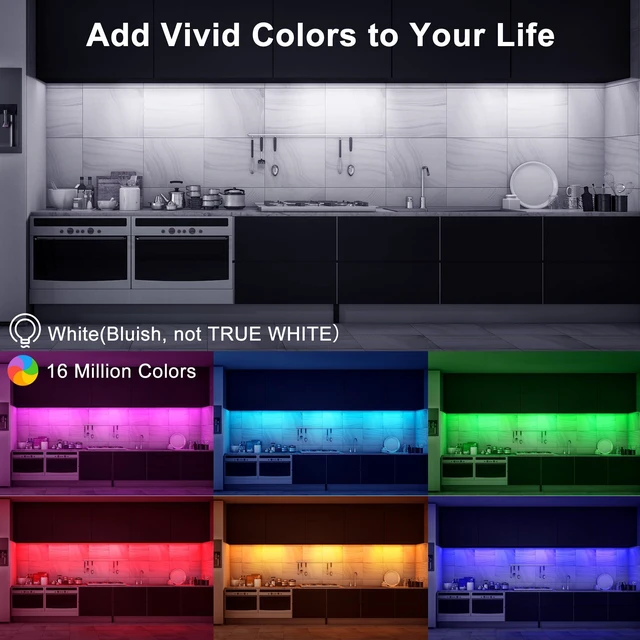 Alt view image 2 of 7 - 6 PCS 12-inch Plug-in Under Cabinet Lights, Ultra-Thin Multicolor Dimmable Lighting for Kitchen Cabinets, Counters, Workbenches, Desks and Shelves