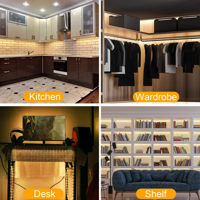 Alt view image 7 of 7 - 6 PCS 12-inch Plug-in Under Cabinet Lights, Ultra-Thin Warm White Dimmable Lighting for Kitchen Cabinets, Counters, Workbenches, Desks and Shelves
