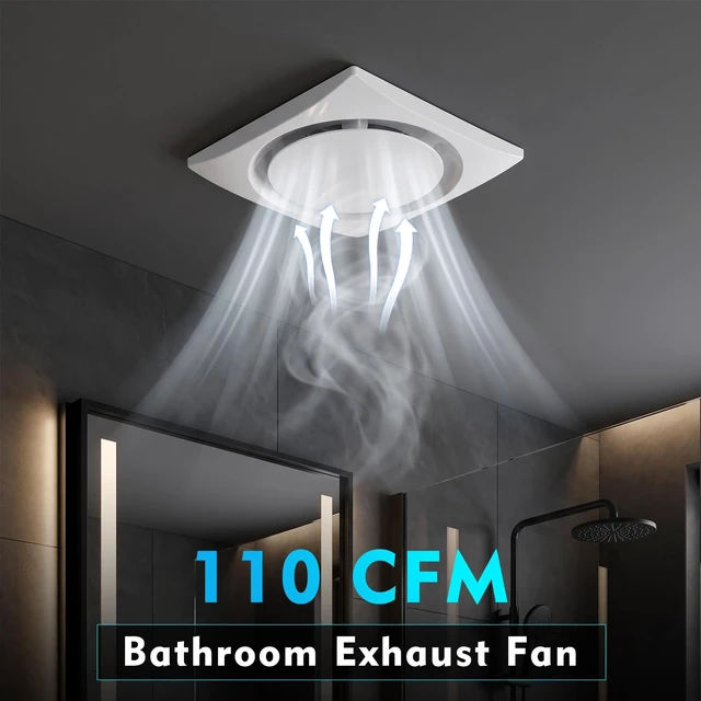 Alt view image 2 of 7 - Bathroom Exhaust Fan 10" Panel Ultra Quiet without Light(8x8 Mount), 110CFM, 4" Duct for Bathroom/Garage/Home