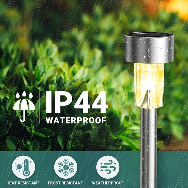 Alt view image 4 of 6 - Solar Garden Lights Outdoor, 12 Pack 6-Color, IP65 Waterproof Decorative Pathway Lights, Stainless Steel LED Landscape Lighting for Yard, Lawn, Walkway