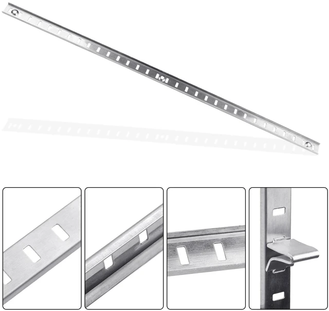 Alt view image 4 of 7 - 20 Packs 17 Inches Metal Pilaster Shelf Bracket Rails with Adjustable Shelving Support Clips and Mount Screws for Cabinet, Shelves Storage