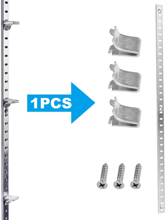 Alt view image 5 of 7 - 20 Packs 17 Inches Metal Pilaster Shelf Bracket Rails with Adjustable Shelving Support Clips and Mount Screws for Cabinet, Shelves Storage