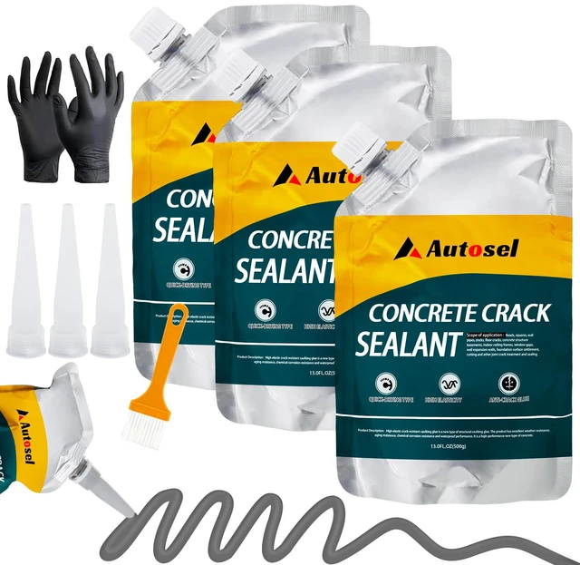 Main image of Concrete Crack Filler, Exterior Cement Crack Filler, Self-Leveling Cement Crack Repair Sealant, Fast Drying, Effectively Repairs Cracks in Driveways, Patios, Sidewalks, and Asphalt Pavements - 3 pcs