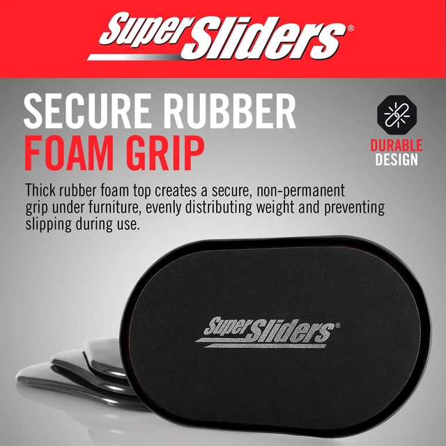 Alt view image 5 of 7 - 5-3/4" x 9-1/2" XL Oval Reusable Furniture Sliders for Carpet, Anti-Slip Protective Furniture Moving Pads for Beds, Sofas, Dressers, Set of 4, Black