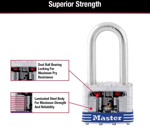Alt view image 6 of 7 - 3TLF Laminated Steel Padlock with Key, 2 Pack Keyed-Alike