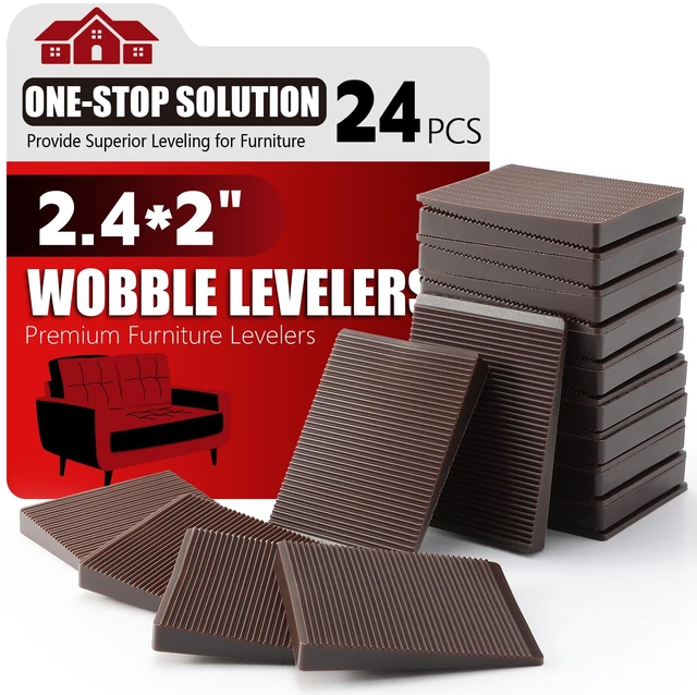 Main image of Furniture Leveler 24pcs Kit Size Variety | Multi-Purpose Rubber Shim for Leveling Feet Stable | Anti-Wobble Pad for Uneven Table, Dresser Leg, Toliet and More Furniture | Prevent from Wobbling