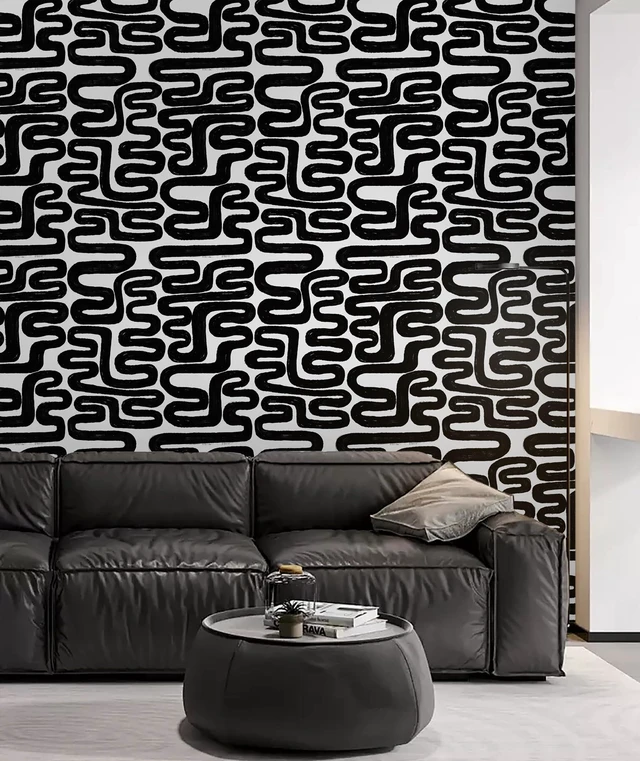 Alt view image 4 of 7 - Peel and Stick Wallpaper Black and White Wall Paper Modern Geometric Self-Adhesive Removable Contact Paper Thicken Waterproof Easy to Clean Decorative for Bedroom Bathroom Film 17.3in x394in