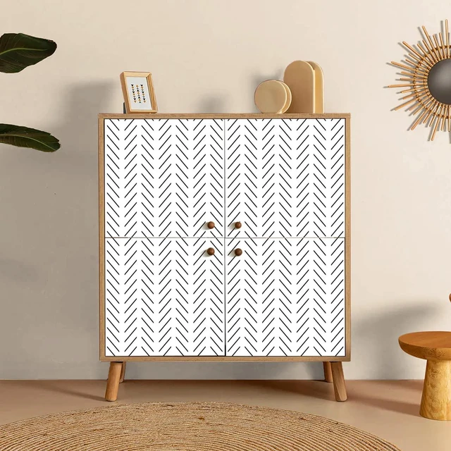 Alt view image 7 of 7 - Black and White Peel and Stick Wallpaper Herringbone Contact Paper 17.7in x 393.7in Black Geometric Removable Wallpaper Modern DIY Self Adhesive Wallpaper for Livingroom Bathroom Decor
