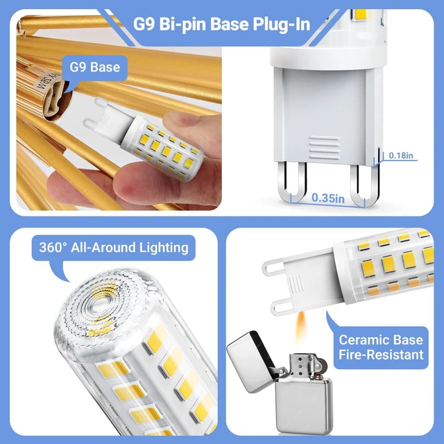 Alt view image 4 of 7 - G9 LED Bulb 4W, 4000K Neutral White 6 Pack, 40 Watt Eq, G9 Base,120V T4 G9 Halogen Replacement, G 9 Bi-pin Base Light Bulbs for Chandelier, 450 LM 360 Beam Angle for Home Lighting, Non-dimmable