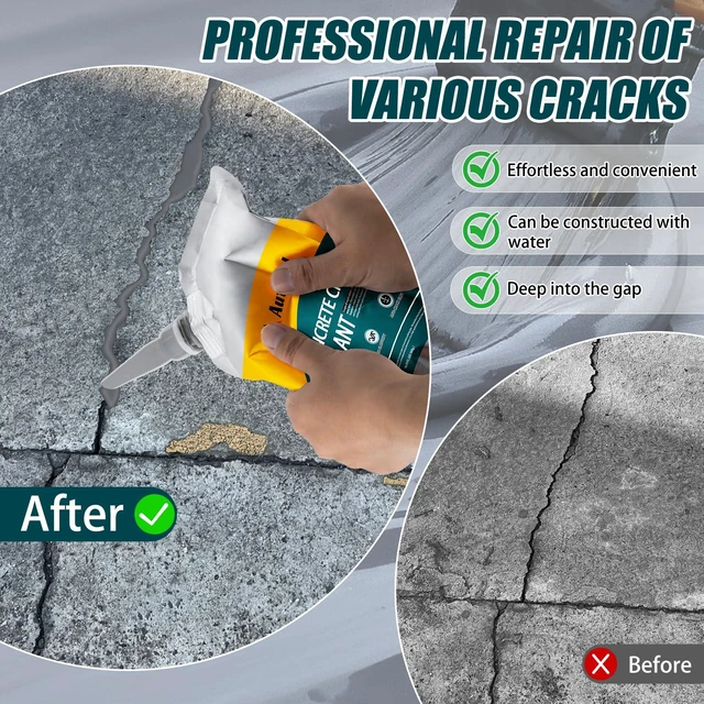 Alt view image 3 of 7 - Concrete Crack Filler, Exterior Cement Crack Filler, Self-Leveling Cement Crack Repair Sealant, Fast Drying, Effectively Repairs Cracks in Driveways, Patios, Sidewalks, and Asphalt Pavements - 3 pcs