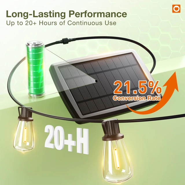 Alt view image 7 of 7 - 78(72+6) FT Solar String Lights Waterproof with Remote USB, 24+2 LED Shatterproof Bulbs Patio Lights, Dimmable & Timable 3 Lighting Modes Solar Light for Backyard Camping Garden Decor
