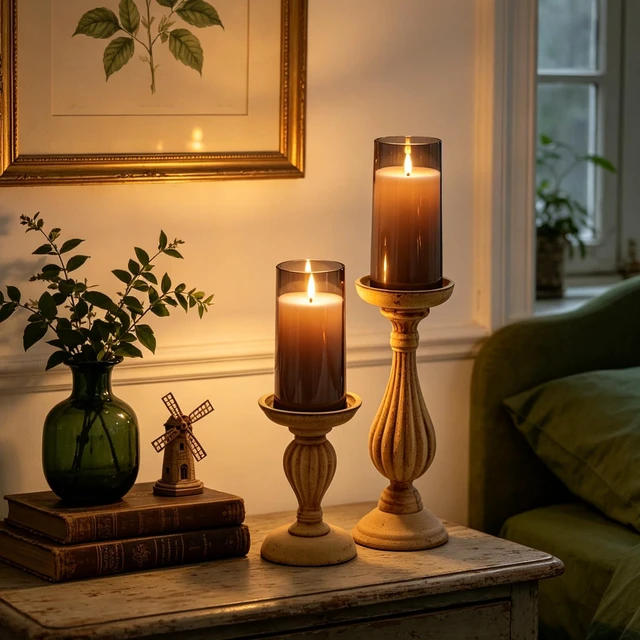Alt view image 2 of 7 - Flickering Flameless Candles Battery Operated with Remote and 2/4/6/8 H Timer Acrylic Led Pillar Candles Pack of 9 (D 3" xH 4" 5" 6") with Realistic 3D Wick Candles for Home Decor(Grey)