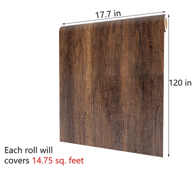 Alt view image 7 of 7 - Wood Contact Paper Wood Grain Contact Paper for Cabinets Wood Wallpaper Peel and Stick Brown Wood Wallpaper for Walls Removable 17.7"x120" Self Adhesive Faux Wood Vinyl Wrap Roll