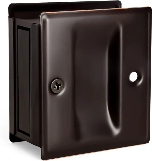 Main image of 4 Pack Privacy Pocket Door Pull - No Switch Plate, Replace Old/Damaged Pull, 2-3/4x2-1/2, for 1-3/8 Thickness Door, Oil Rubbed Bronze