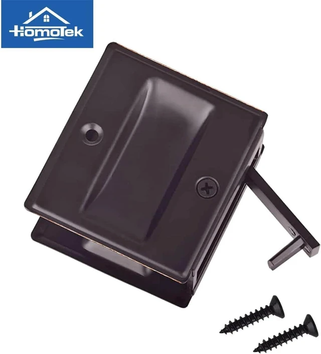 Alt view image 3 of 6 - 4 Pack Privacy Pocket Door Pull - No Switch Plate, Replace Old/Damaged Pull, 2-3/4x2-1/2, for 1-3/8 Thickness Door, Oil Rubbed Bronze