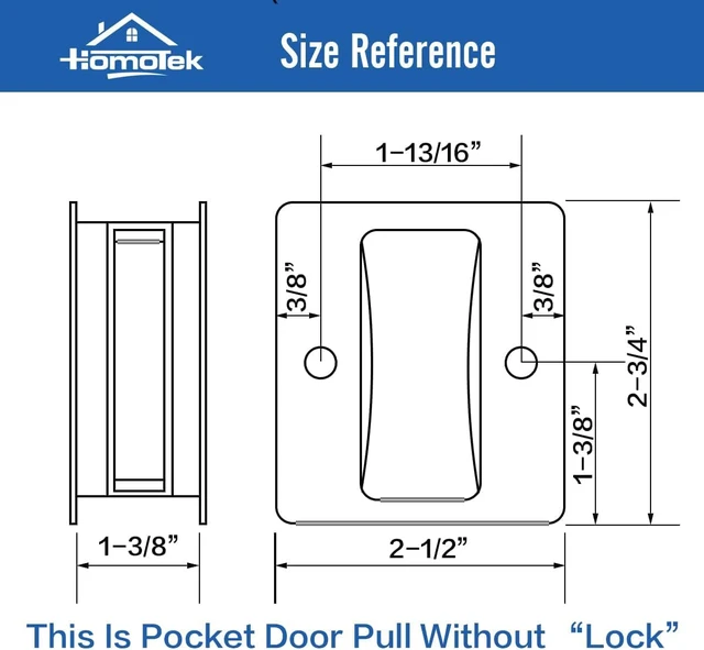 Alt view image 2 of 6 - 4 Pack Privacy Pocket Door Pull - No Switch Plate, Replace Old/Damaged Pull, 2-3/4x2-1/2, for 1-3/8 Thickness Door, Oil Rubbed Bronze