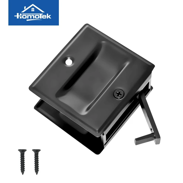 Alt view image 4 of 6 - 4 Pack Privacy Pocket Door Pull - No Switch Plate, Replace Old/Damaged Pull, 2-3/4'x2-1/2', for 1-3/8' Thickness Door, Black