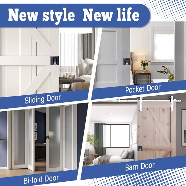 Alt view image 5 of 6 - 4 Pack Privacy Pocket Door Pull - No Switch Plate, Replace Old/Damaged Pull, 2-3/4'x2-1/2', for 1-3/8' Thickness Door, Black
