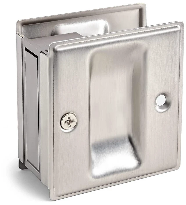 Main image of 4 Pack Privacy Pocket Door Pull Without Switch Plate - Replace Old Or Damaged Passage Sliding Door Pull No Lock Quickly and Easily, 2-3/4x2-1/2, for 1-3/8 Thickness Door, Brushed Nickel