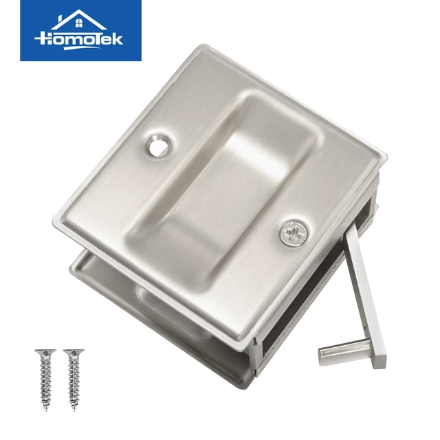 Alt view image 4 of 6 - 4 Pack Privacy Pocket Door Pull Without Switch Plate - Replace Old Or Damaged Passage Sliding Door Pull No Lock Quickly and Easily, 2-3/4x2-1/2, for 1-3/8 Thickness Door, Brushed Nickel