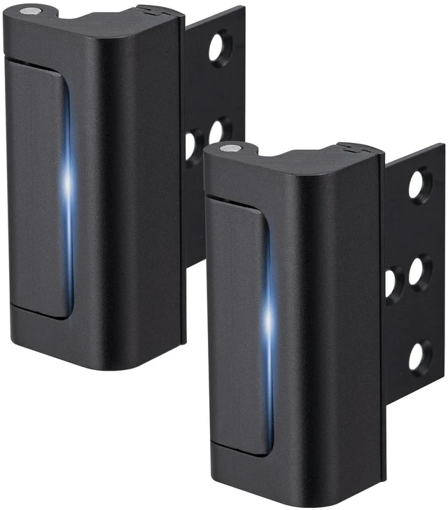 Main image of 2 Pack Home Security Door Lock,with 3" Stop Withstand 800 lbs (Black) Childproof Door Reinforcement Lock,for Inward Swing Doors,Night Kids Safety Metal Flip Lock Deadbolt Latch