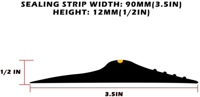Alt view image 2 of 6 - Universal Garage Door Bottom Threshold Seal Strip,Weatherproof Rubber DIY Weather Stripping Replacement, Not Include Sealant/Adhesive (16Ft, Black)