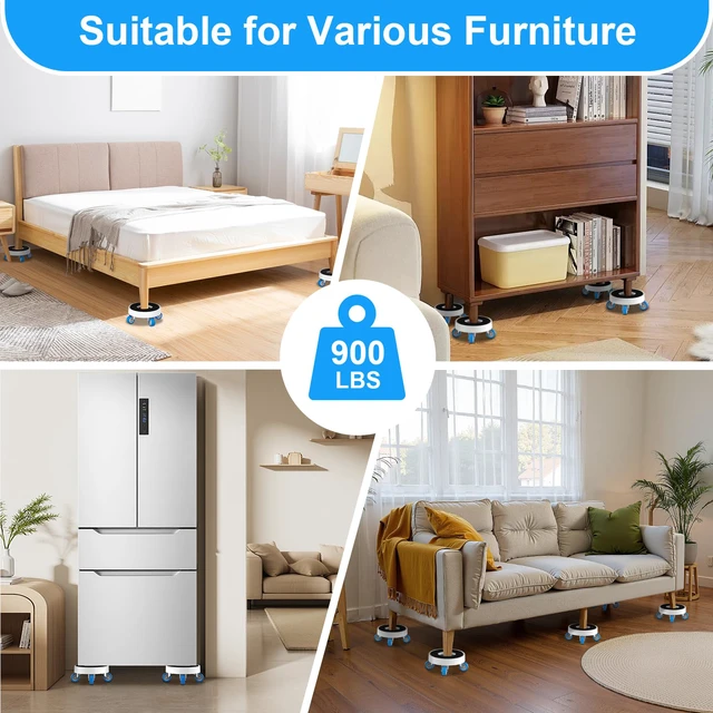 Alt view image 6 of 7 - New Upgrade Furniture Movers with Wheels: Deep Groove for More Secure Grip Furniture Sliders with 360° Rotatable Wheels - Moving Heavy Duty Sofa Bed on Hardwood Floors - Load Capacity Up to 750lb