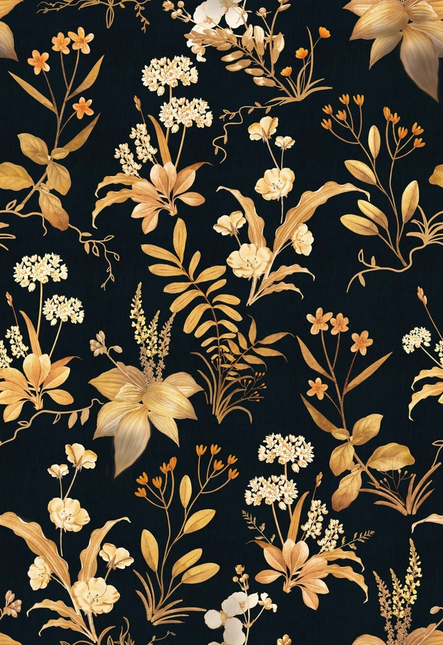 Alt view image 6 of 7 - Vintage Floral Peel and Stick Wallpaper 17.3" x 480" Black Gold Botanical Contact Paper, Removable Wall Paper, Renter Friendly, for Cabinets, Furniture, DIY Decor