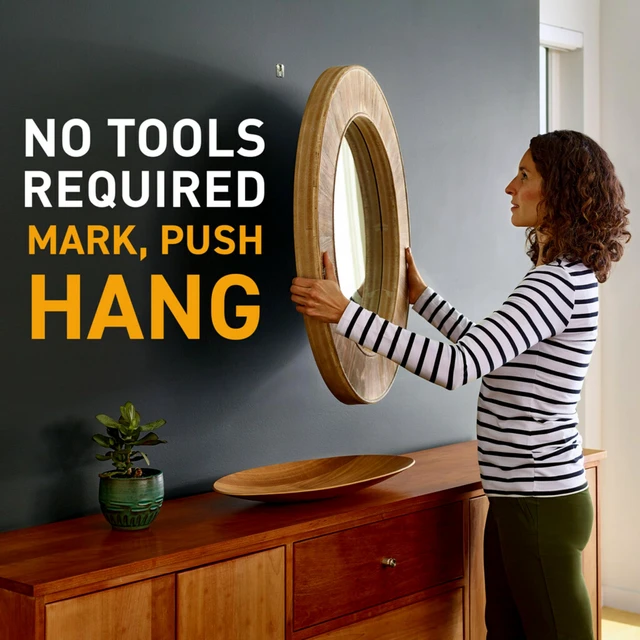 Alt view image 5 of 7 - (TM) 45 lb. Drywall Picture Hanger With Spot Markers, Heavyweight Hanging Solution for Room Decor and Office Decor, Including Mirrors or Large Art 4 Count (Pack of 1)