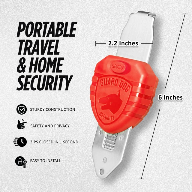 Alt view image 2 of 7 - Blocklock Portable Door Lock, Hotel Door Locks for Travelers Security, Tough & Durable, Apartment Door Security, Home Security, Travel Essentials (Red 1 Pack)