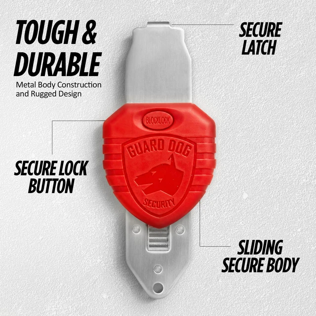 Alt view image 4 of 7 - Blocklock Portable Door Lock, Hotel Door Locks for Travelers Security, Tough & Durable, Apartment Door Security, Home Security, Travel Essentials (Red 1 Pack)