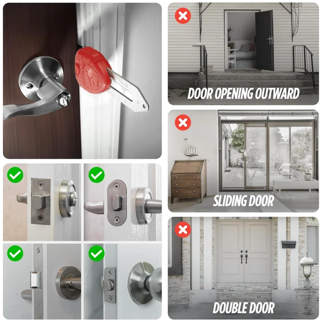Alt view image 5 of 7 - Blocklock Portable Door Lock, Hotel Door Locks for Travelers Security, Tough & Durable, Apartment Door Security, Home Security, Travel Essentials (Red 1 Pack)
