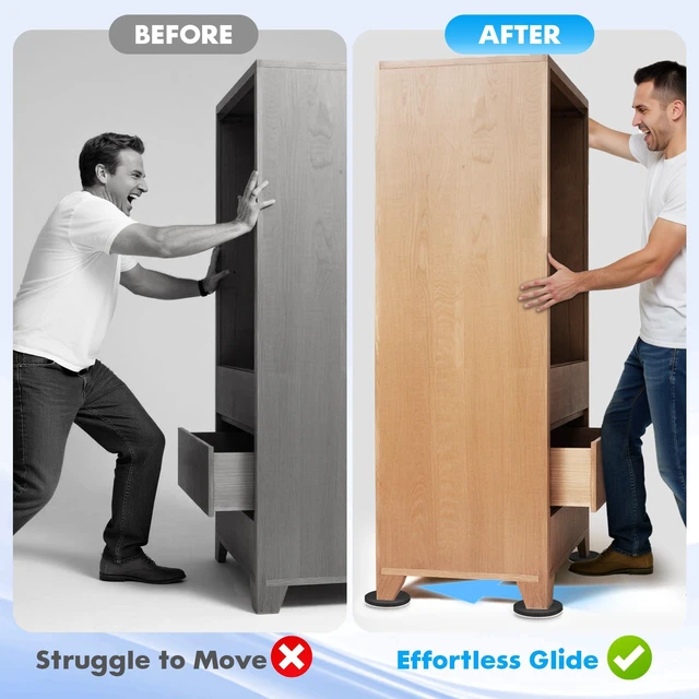 Alt view image 2 of 7 - 16-Pack Furniture Sliders for Hardwood Floors & Carpet, Save 80% Effort Safely and Easily, The Glide Tool Set for Heavy Furniture and Appliances, Reusable Moving Pads (8 Plastic & 8 Felt, 3.5" Slider)