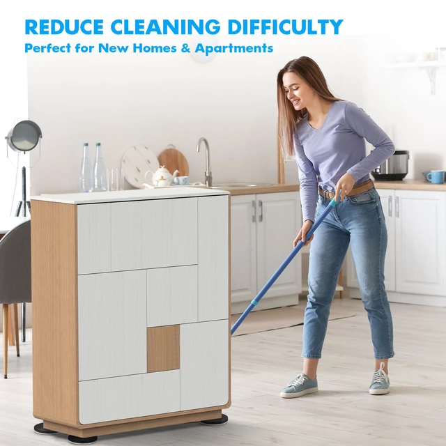 Alt view image 4 of 7 - 16-Pack Furniture Sliders for Hardwood Floors & Carpet, Save 80% Effort Safely and Easily, The Glide Tool Set for Heavy Furniture and Appliances, Reusable Moving Pads (8 Plastic & 8 Felt, 3.5" Slider)