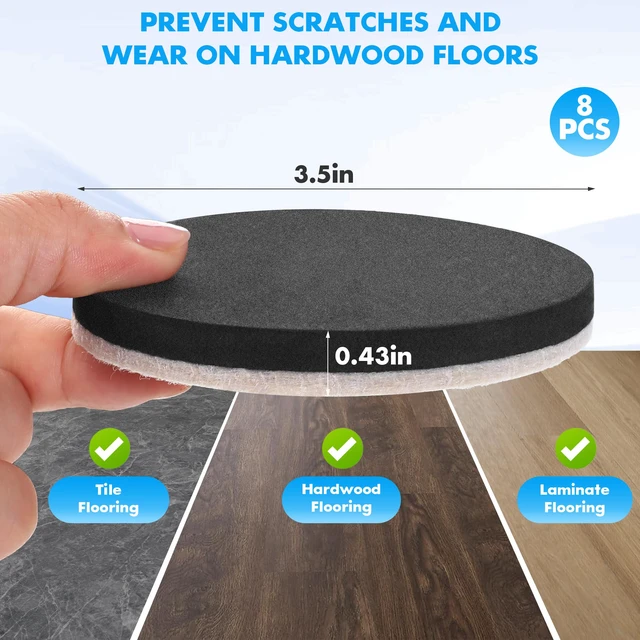 Alt view image 5 of 7 - 16-Pack Furniture Sliders for Hardwood Floors & Carpet, Save 80% Effort Safely and Easily, The Glide Tool Set for Heavy Furniture and Appliances, Reusable Moving Pads (8 Plastic & 8 Felt, 3.5" Slider)