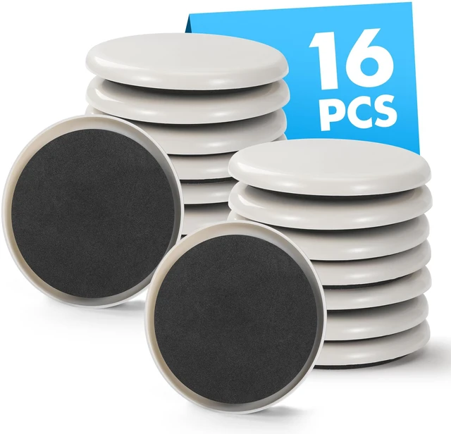 Main image of 16-Pack Furniture Movers Sliders for Carpet & Hardwood Floors, Save 80% Effort Safely and Easily, The Glide Tool Set for Heavy Furniture and Appliances, Reusable Moving Pads (16 Plastic 3.5" Sliders)