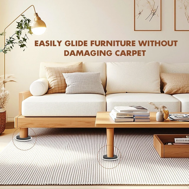 Alt view image 7 of 7 - 16-Pack Furniture Movers Sliders for Carpet & Hardwood Floors, Save 80% Effort Safely and Easily, The Glide Tool Set for Heavy Furniture and Appliances, Reusable Moving Pads (16 Plastic 3.5" Sliders)
